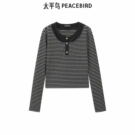 太平鸟春秋休闲高级气质品质条纹针织衫图片