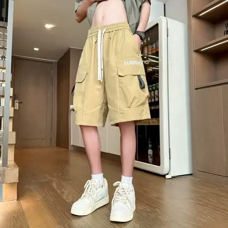 青少年工装短裤男夏季薄款冰丝速干五分裤大码宽松休闲运动五分裤商品大图