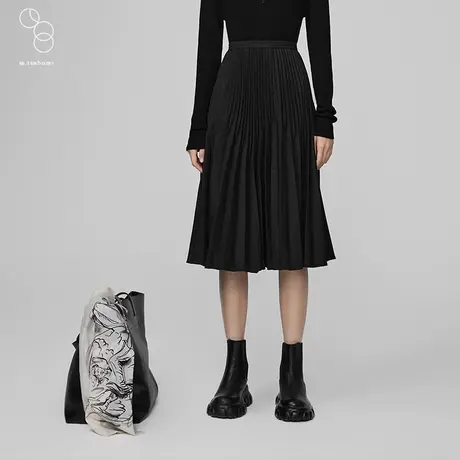 m.tsubomi/2022秋冬新款半身裙高腰百褶高级感挺括裙子女商场同款图片