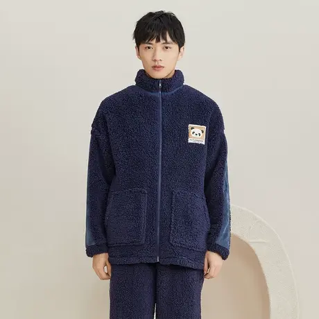 秋鹿【断码清仓仅剩XXL】秋冬季羊羔绒睡衣加厚法兰绒男女家居服商品大图