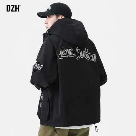 男士户外冲锋衣男秋季连帽外套潮牌男装防风衣新款夹克美式登山服商品大图