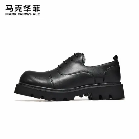 马克华菲休闲皮鞋男士商务英伦风大头皮鞋2025夏季新款增高德比鞋商品大图