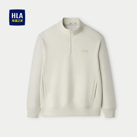 HLA/海澜之家微弹卫衣2025秋季新款半高领拉链胸前硅胶小标套衫男图片