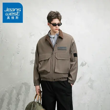 N5真维斯外套男2025秋季新款美式潮牌复古工装飞行服男士春秋夹克图片
