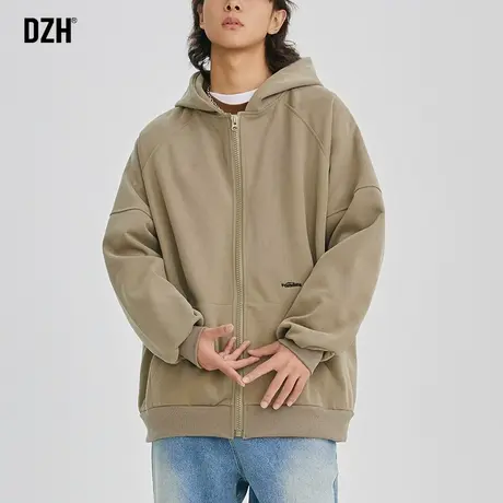 男士运动休闲纯棉开衫卫衣男外套潮牌新款春秋季美式夹克重磅帽衫商品大图