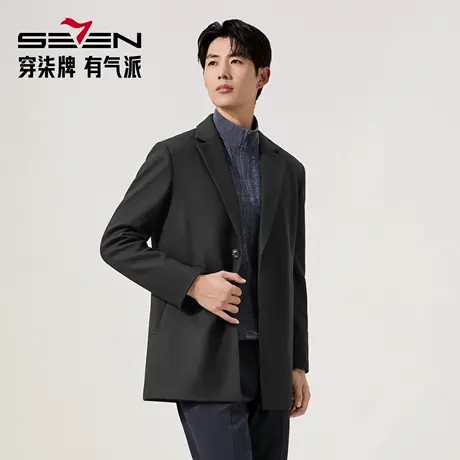 【含羊毛】柒牌男士休闲大衣25冬季新款商务休闲舒适百搭长外套男图片