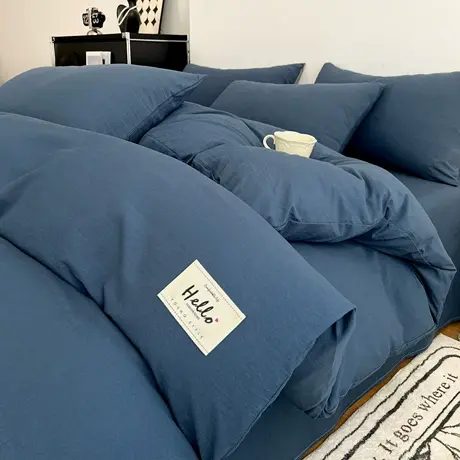 2026新款春款105gA类古法水洗仿棉云柔棉四件套图片