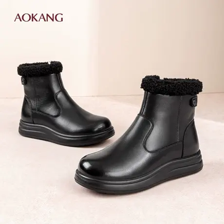 奥康 女鞋2025年冬季新款加绒加厚雪地靴保暖防滑中老年妈妈棉鞋N图片