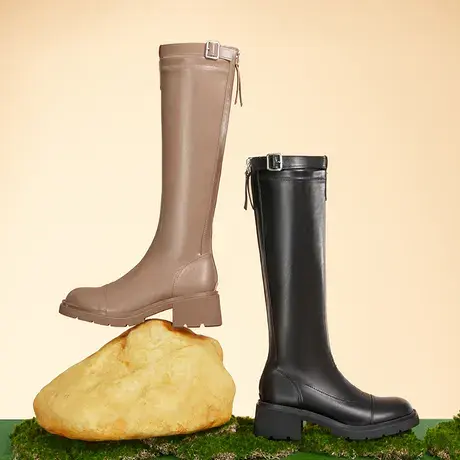 红蜻蜓靴子女秋冬新款时尚长筒靴复古显瘦女靴过膝长筒靴瘦瘦靴图片