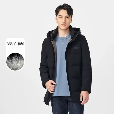 红豆羽绒服男士23冬季白鸭绒舒适有型短款连帽厚款爸爸商务外套商品大图