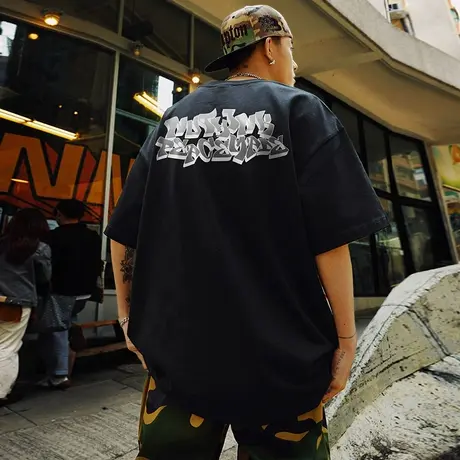 Nuthink美式街头重磅潮流滑板短袖男夏季潮牌宽松大码美潮T恤半袖商品大图