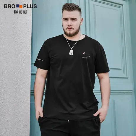 胖哥哥丅恤男短袖t恤大码夏季新款宽松印花半袖加肥加大体恤肥佬商品大图