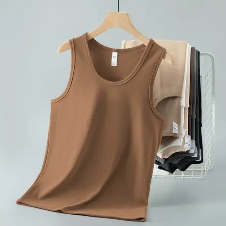 300g重磅德绒保暖背心男健身运动坎肩跨栏无袖t恤双面绒打底马甲图片