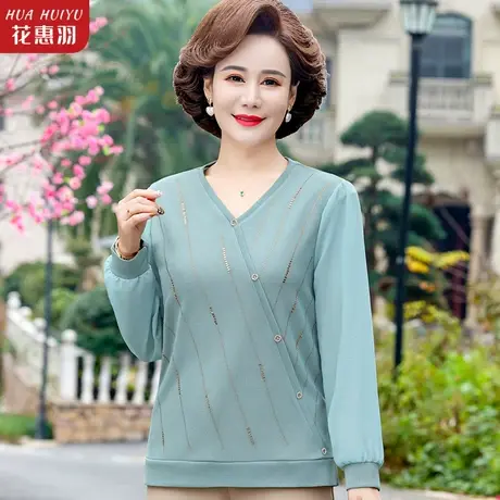 妈妈装春装打底衫2023新款中老年人女春秋针织衫洋气长袖上衣小衫图片
