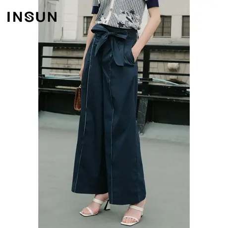 INSUN恩裳夏季宽松挺括阔腿休闲裤商品大图