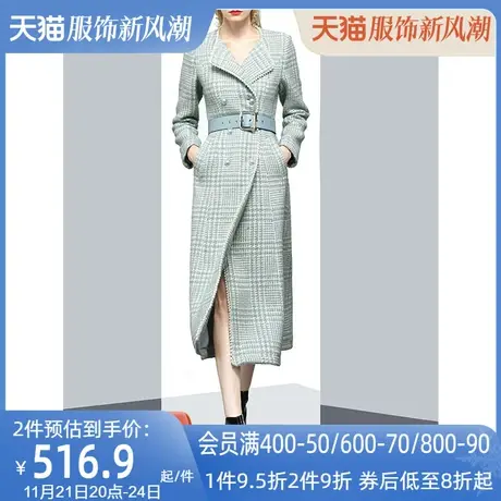 气质女神范双排扣毛呢外套女冬2022新款收腰显瘦垂感时尚呢子大衣图片