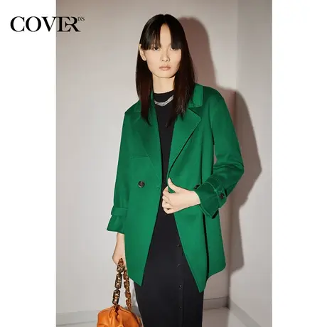 COVER冬季落肩高支美丽诺羊毛毛呢大衣商品大图