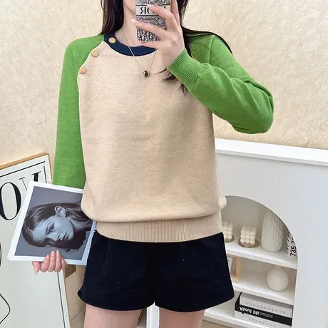 秋冬女毛衣慵懒风针织打底衫2023年新款宽松百搭高级感加厚女上衣图片