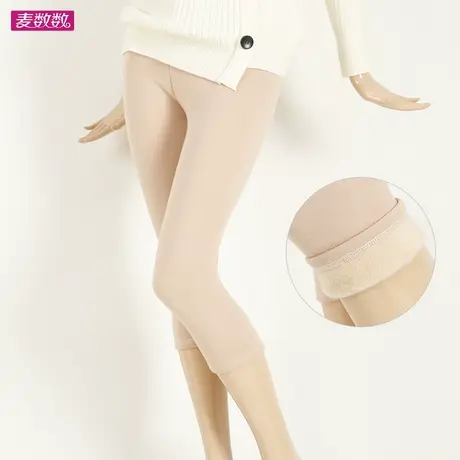 短裤潮ins保暖七分加绒打底裤女加厚绒7分中裤加肥弹力加大码过膝商品大图