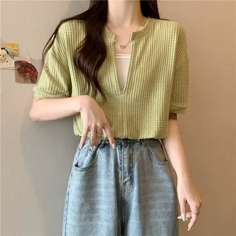 假两件短款短袖T恤女夏季宽松韩版百搭显瘦设计感小众别致上衣潮商品大图