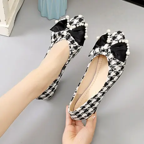 单鞋女2023年新款设计感小众春秋款平底鞋仙女风蝴蝶结晚风温柔鞋商品大图