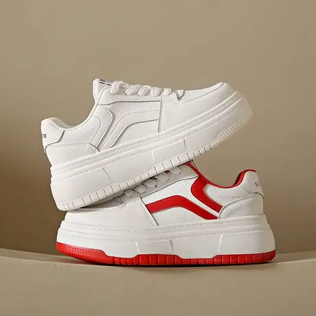 韩版小白鞋女2023春季新款网红潮流学生百搭松糕厚底时尚休闲板鞋商品大图