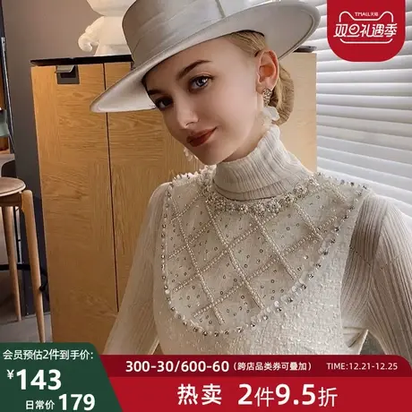 粉红大布娃娃2021新款时尚内搭针织衫长袖高领薄款打底羊毛衫秋女图片