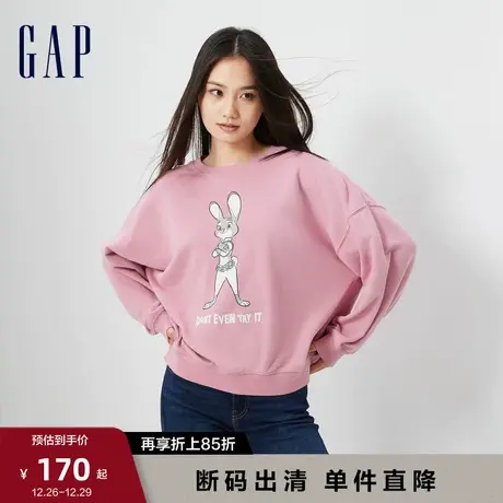 【疯狂动物城联名】Gap女装秋季宽松圆领卫衣休闲运动上衣765790图片