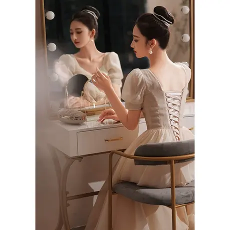 香槟色年会艺考轻奢晚礼服气质高档2023新款在逃公主仙气梦幻森系图片