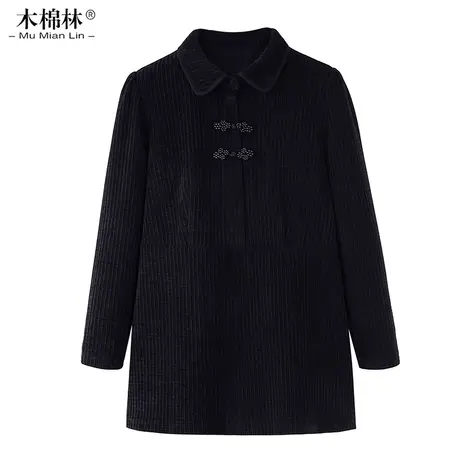 胖妈妈2024冬季新款气质复古设计感大码长袖上衣保暖打底显瘦衬衣商品大图