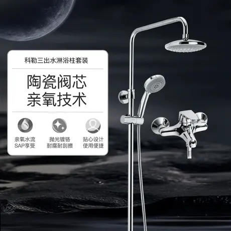 科勒淋浴花洒龙头套装亲氧双花洒淋浴柱挂墙式升降淋浴器K-99290T图片