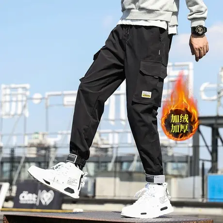 工装裤男潮牌束脚裤修身小脚九分休闲哈伦裤2023春秋新款男士裤子商品大图