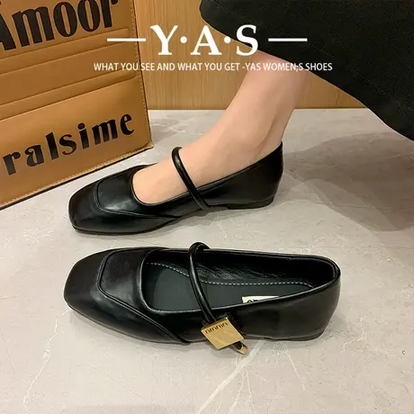 网红法式玛丽珍鞋女2024年春新款小众配裙子方头浅口粗跟气质单鞋图片