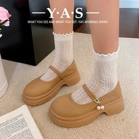 棕色增高小皮鞋女2024春季新款百搭复古英伦风玛丽珍鞋休闲配裙子商品大图