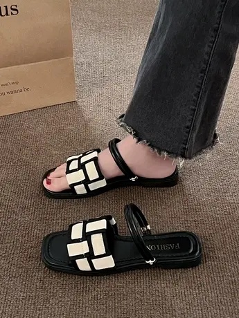 法式仙女风平底凉鞋女夏时尚配裙子气质2024新款爆款百搭罗马凉拖商品大图