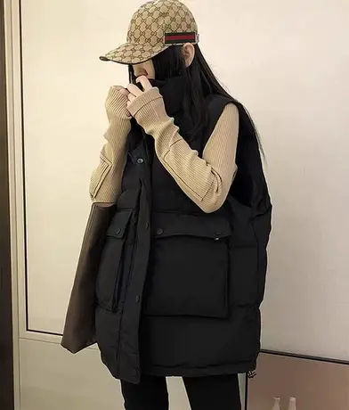 羽绒棉马甲女外穿2023冬季新款加厚大码时尚潮流背心保暖马夹外套商品大图