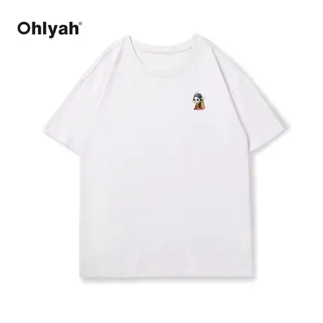 Ohlyah2023夏季新卡通大码纯棉短袖t恤女ins潮宽松t恤上衣中长款图片