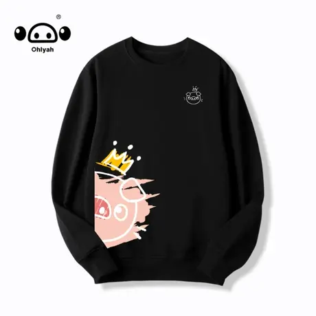 春秋薄款卫衣女潮ins风宽松圆领纯棉中性风oversize高街印花衣服商品大图