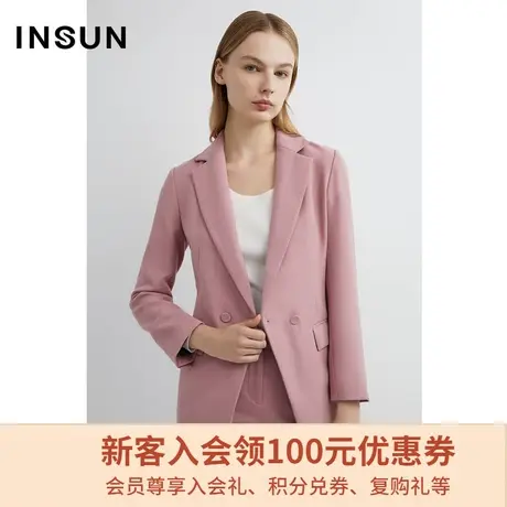 恩裳商场同款春季时尚减龄淡雅粉色优雅大方修身西装外套图片