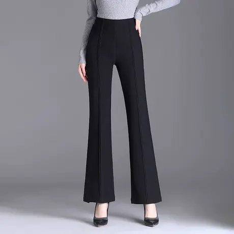 黑色微喇裤女秋季2023新款高腰通勤显瘦长裤垂感秋冬加绒休闲裤子商品大图