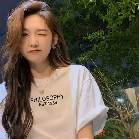 纯棉上衣中长款韩版宽松大码休闲减龄白色短袖t恤女时尚百搭夏季商品大图