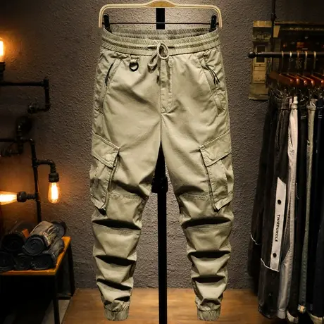 秋季香港潮牌余文乐裤子男工装裤男宽松长裤束脚裤百搭学生休闲裤图片