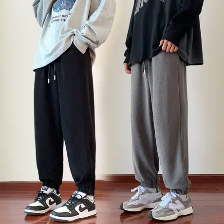 裤子男士夏季薄款2023新款夏天束脚休闲长裤宽松运动男生灰色卫裤商品大图