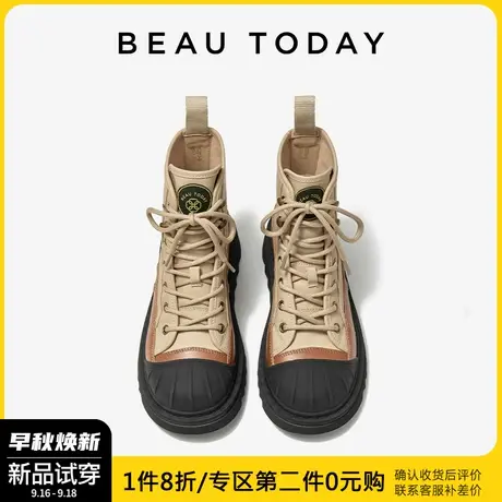 BeauToday马丁靴女2023新款秋季BT美式工装靴女全牛皮真皮短靴女图片