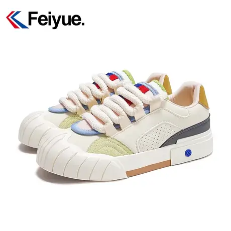 feiyue/飞跃多巴胺彩虹鞋2025春季新款低帮拼色女鞋休闲饼干鞋998商品大图