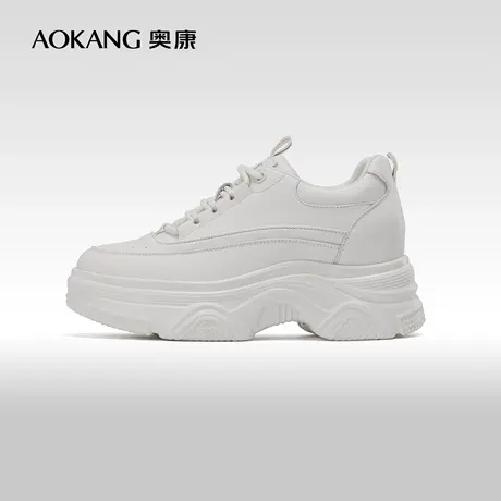 奥康女鞋 春秋季新款厚底增高小白鞋舒适休闲运动百搭日常青年图片