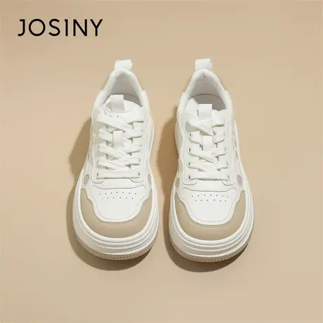 Josiny/卓诗尼小白鞋女2024新款春季厚底板鞋增高休闲可爱熊猫鞋商品大图