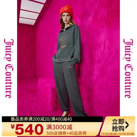Juicy Couture橘滋秋女2023年款飞马行空logo刺绣半开襟连帽卫衣商品大图
