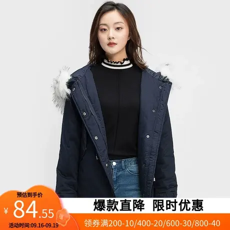 【断码S】艾格冬季女装不过时百搭休闲个性潮搭连帽棉服Y153商品大图