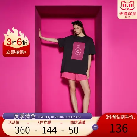 Juicy Couture橘滋2023新款一片赤诚撞色皇冠印花廓形女T恤商品大图